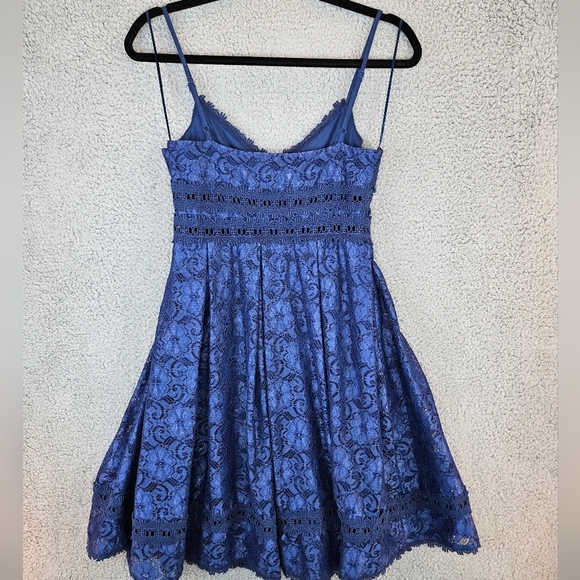 NSR Womens Provance Blue Navy Lace Mini Dress Sz S Adj. Straps Stretch flare - Picture 9 of 13